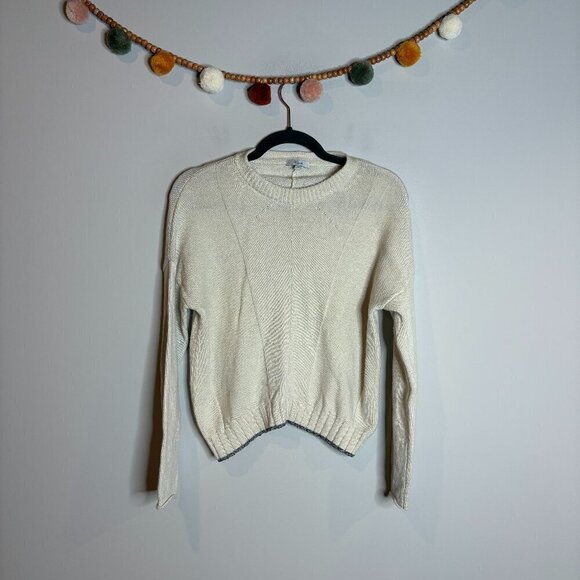 Rails Joanna Wool & Cashmere Sweater Pullover Snow Globe Cream Metallic - Picture 2 of 6